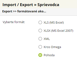 export do Pohoda