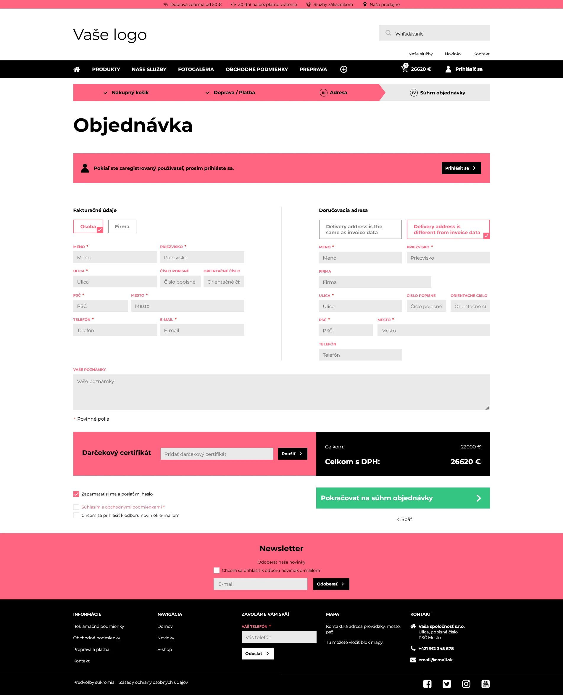 Objednávka - Barcelona od BiznisWeb.sk je moderná šablóna pre e-shop aj web.  Stačí vypnúť zobrazovanie košíka v nastaveniach šablóny a máte webovú šablónu so všetkým, čo potrebujete. Objednávka - Eshop šablóna Barcelona od BiznisWeb.sk. Umožňuje upraviť vzhľad pre e-shop aj pre webstránky