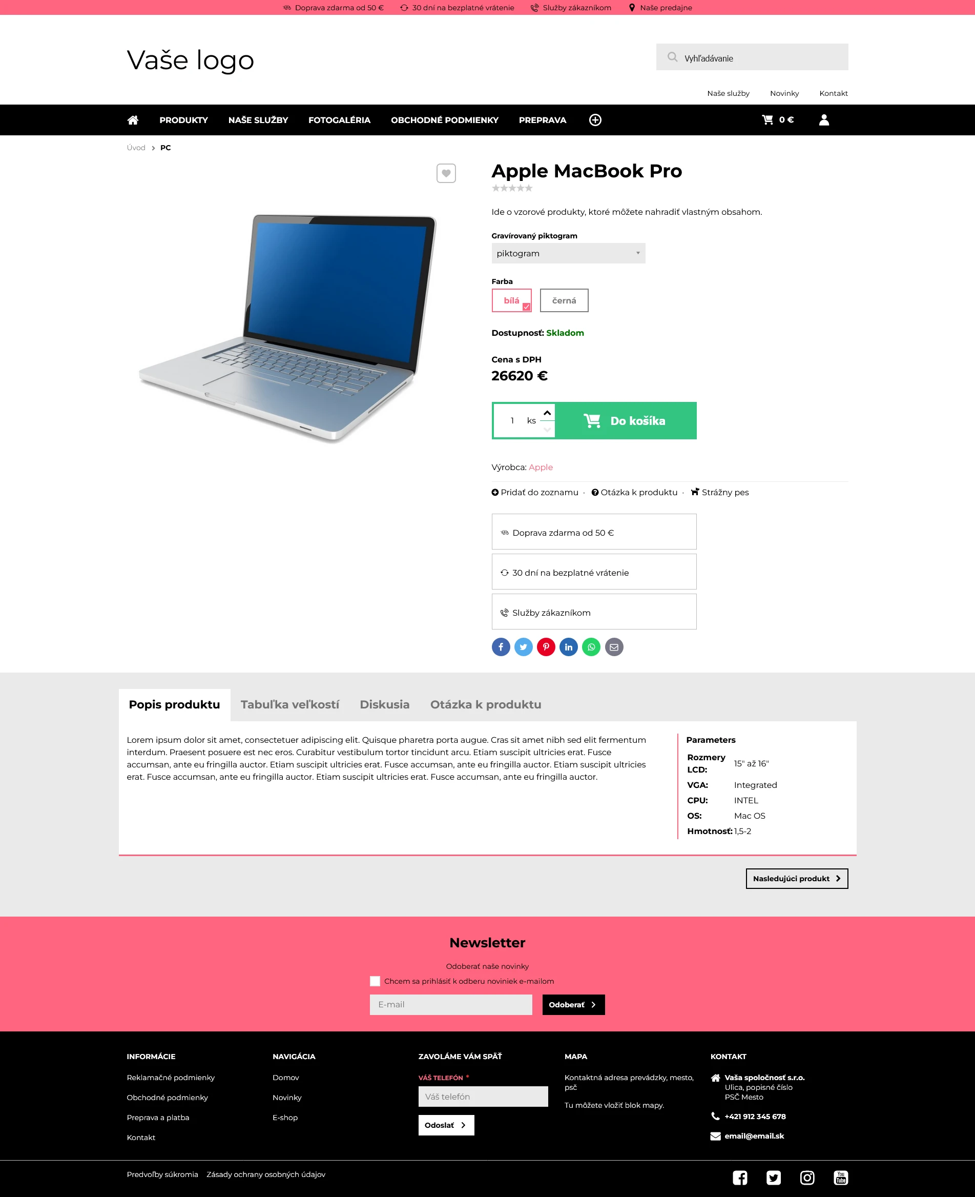 Detail produktu - Barcelona od BiznisWeb.sk je moderná šablóna pre e-shop aj web.  Stačí vypnúť zobrazovanie košíka v nastaveniach šablóny a máte webovú šablónu so všetkým, čo potrebujete. Detail produktu - Eshop šablóna Barcelona od BiznisWeb.sk. Umožňuje upraviť vzhľad pre e-shop aj pre webstránky