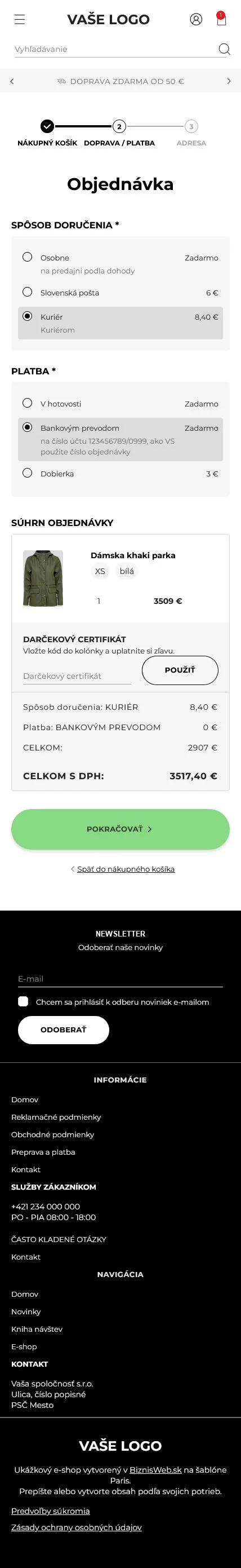 Mobilná objednávka - eshop šablóna Paris od BiznisWeb.sk pre moderný internetový obchod Mobilná objednávka - eshop šablóna Paris to sú grafické šablóny pre e-shopy rôzneho zamerania, upravte si e-shop šablóny