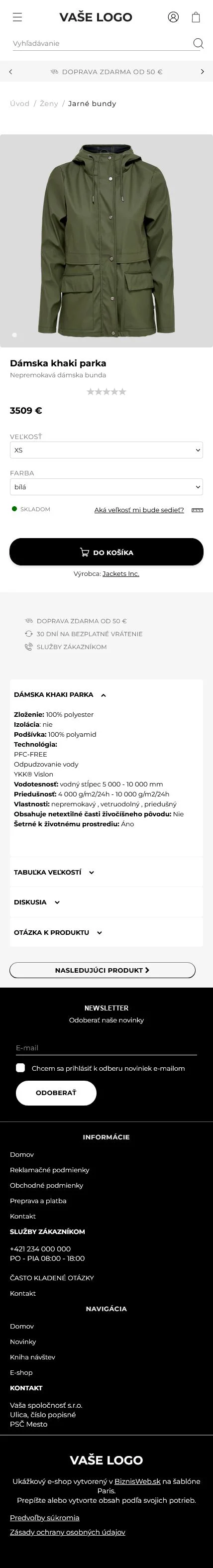 Mobilný detail produktu - eshop šablóna Paris od BiznisWeb.sk pre moderný internetový obchod Mobilný detail produktu - eshop šablóna Paris to sú grafické šablóny pre e-shopy rôzneho zamerania, upravte si e-shop šablóny