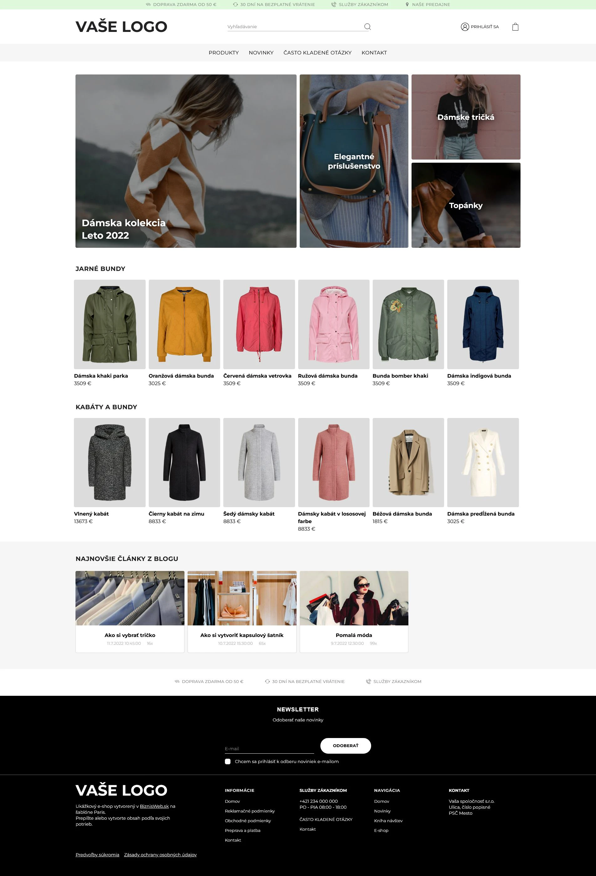 eshop šablóna Paris od BiznisWeb.sk pre moderný internetový obchod eshop šablóna Paris to sú grafické šablóny pre e-shopy rôzneho zamerania, upravte si e-shop šablóny