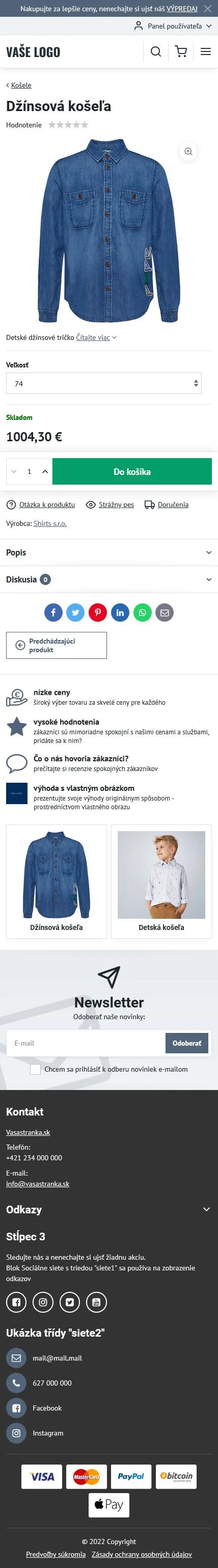 Mobilný detail produktu - eshop šablóna Verona od BiznisWeb.sk pre e-shopy rôzneho zamerania, viacjazyčné či máloproduktové shopy  Mobilný detail produktu - ecommerce šablóna Verona nájde využitie nielen pre e-shopy s oblečením.