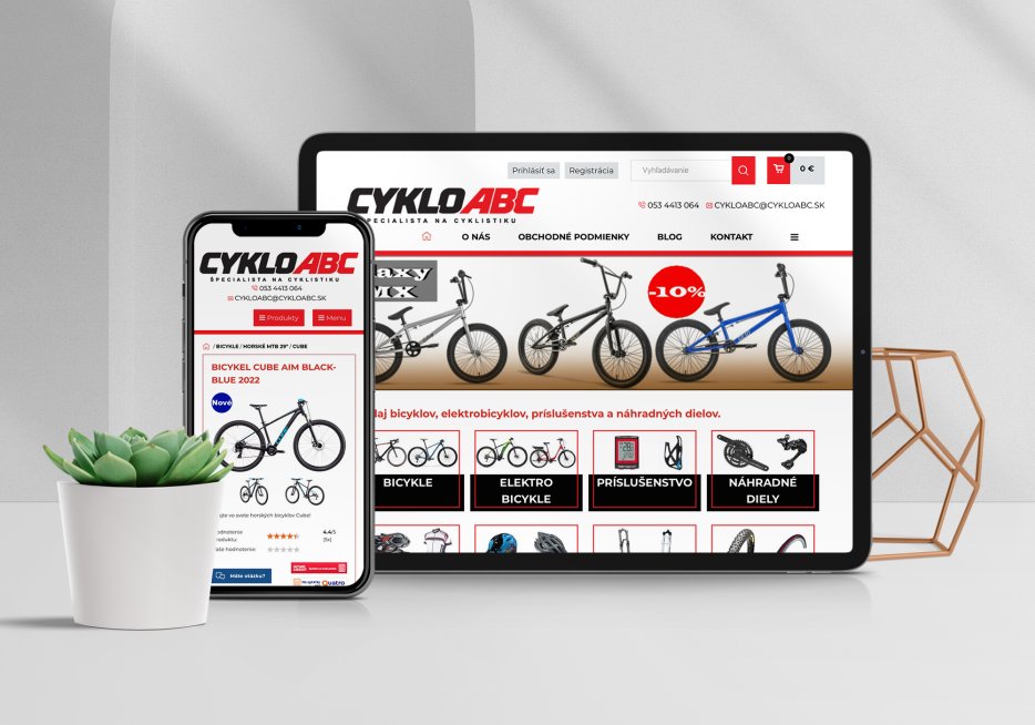 Cykloabc má vytvorený e-shop na prenájom v BiznisWeb