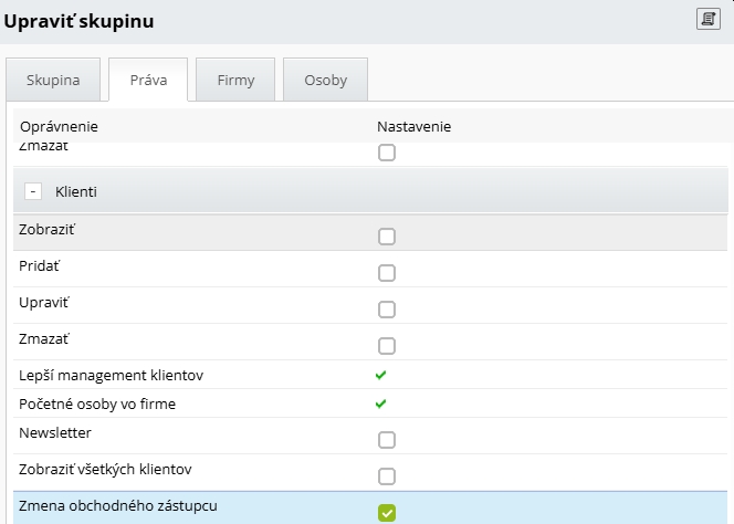 Funkcia zmena obchodného zástupcu