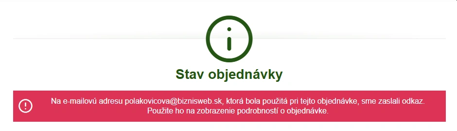 Hash mail pre zobrazenie objednávky
