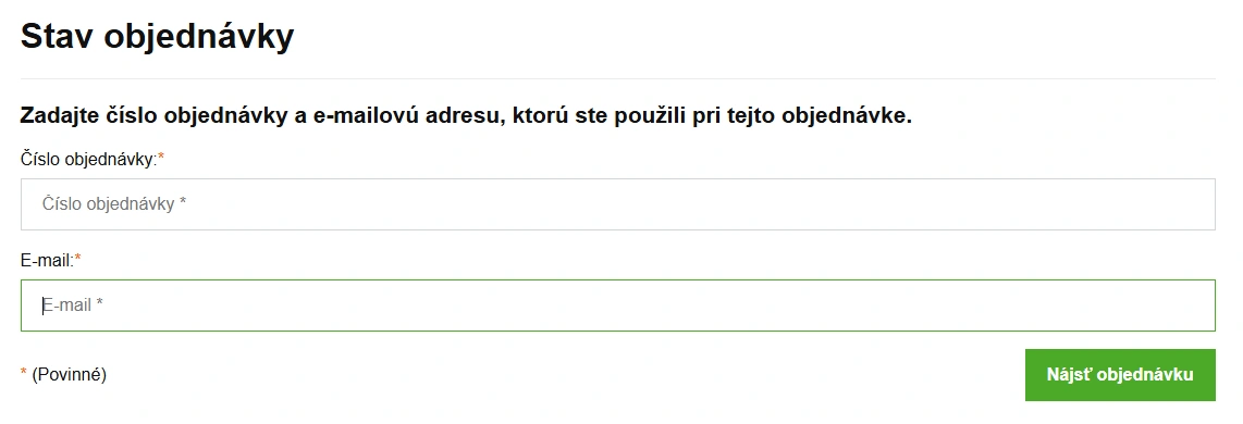 Stav objednávky - web