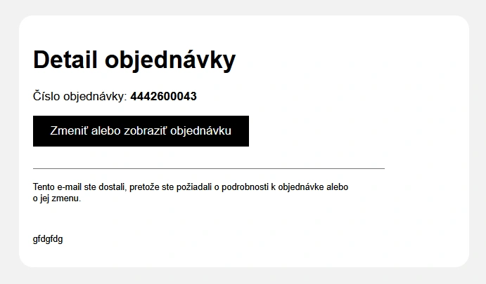 Detail objednávky - e-mail s tlačidlom