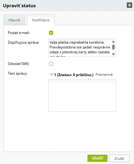 E-mail notifikácia
