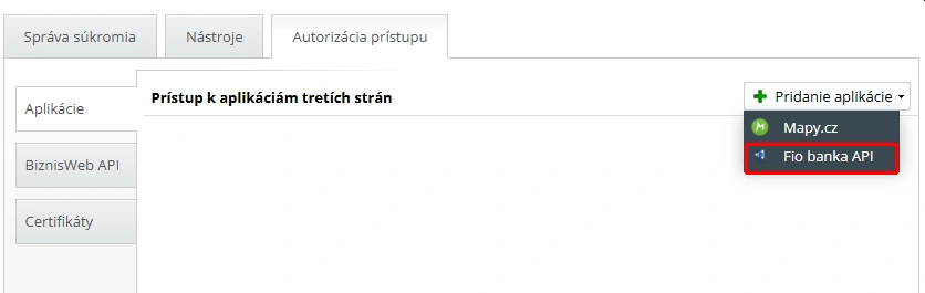 Pridanie FIO tokenu