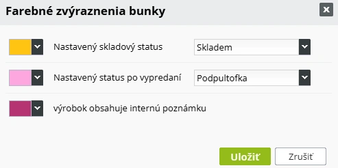 Farebné zvýraznenie produktov v administrácii e-shopu - nastavenie pre BiznisWeb.sk