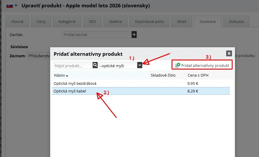 Pridanie súvisiacich produktov k produktu v e-shope - BiznisWeb.sk