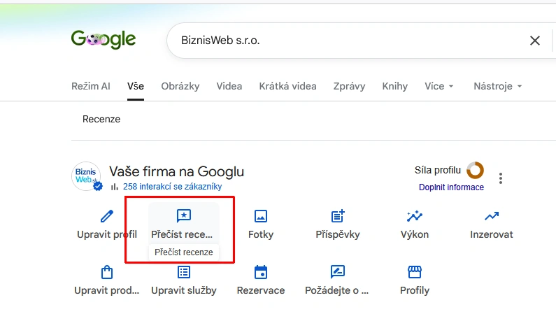 Google Moja firma - prečítať recenzie
