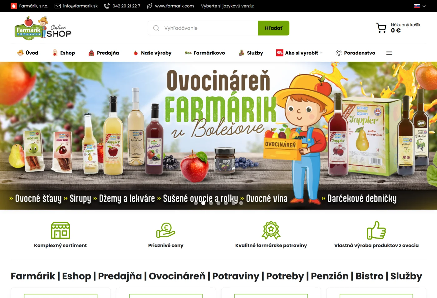 Eshop systém od BiznisWeb.sk možno použiť aj na vytvorenie e-shopu s predajom farmárskych produktov