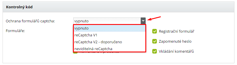 aktivace reCAPTCHA v e-shopu a webové stránce od ByznysWeb.cz