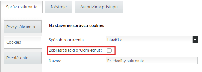 odmietnuť všetky cookies