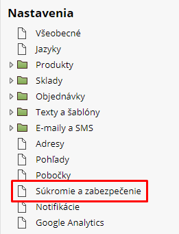 Nastavení soukromí a zabezpečeni e-shopu a webstránky