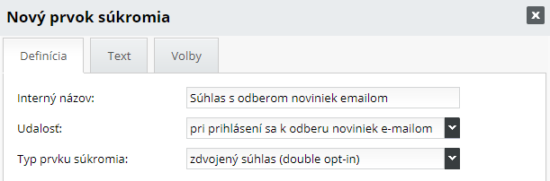 ako pridat novy prvok sukromia pre newsletter v CMS FLOX od BiznisWeb.sk