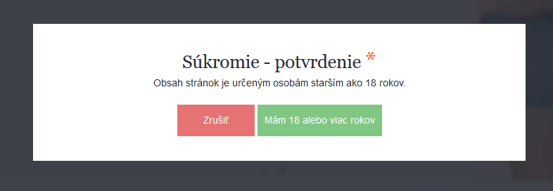 Potvrdenie veku pre vstup na stránku