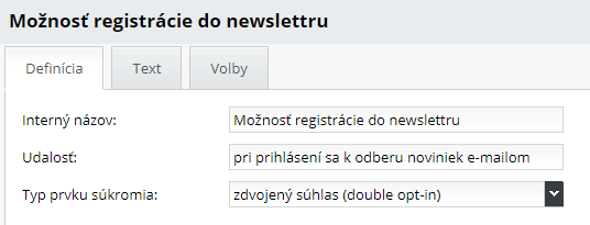 Súhlas so spracovaním pri registrácií do newslettru