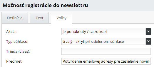 Súhlas so spracovaním pri registrácií do newslettru