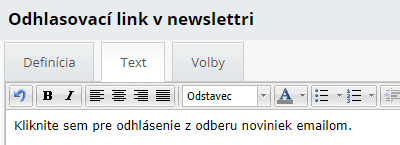 Upravenie textu pre odhlásenie z odberu noviniek emailom