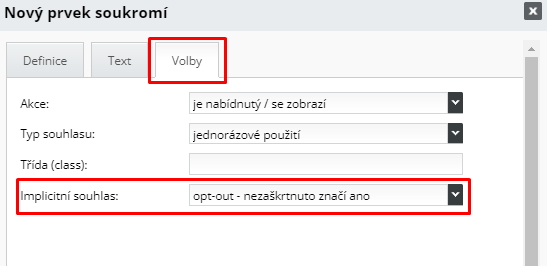 nastavenie opt-out súhlasu so spracovaním OÚ pre Zboží.cz