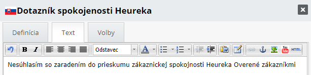 Zmena textu pre Heuréka Overené zákazníkmi