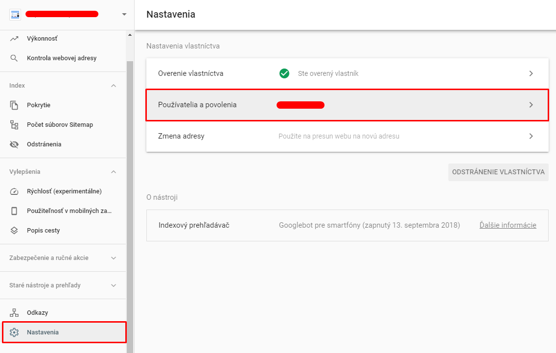 ako pridať používateľa v Search Console