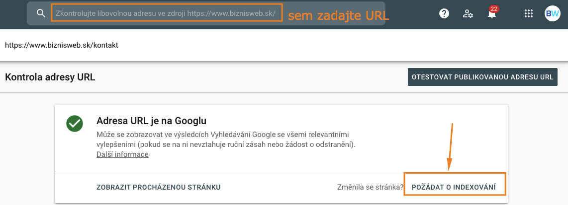 indexovanie zmeny URL Search Console