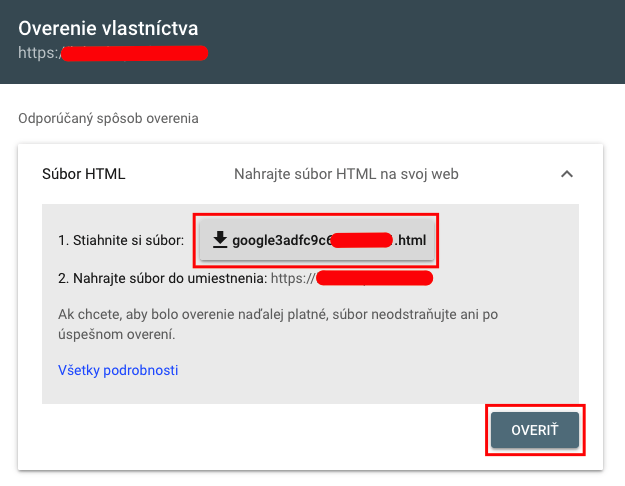 Overenie stránky v GSC pomocou HTML súboru | BiznisWeb