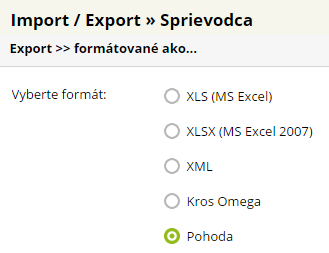 export z e-shopu do Pohoda