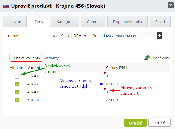 cenové varianty