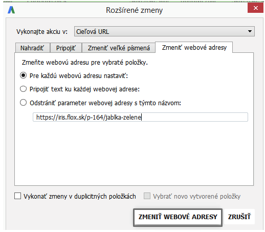 AdWords Editor - zmena webovej adresy