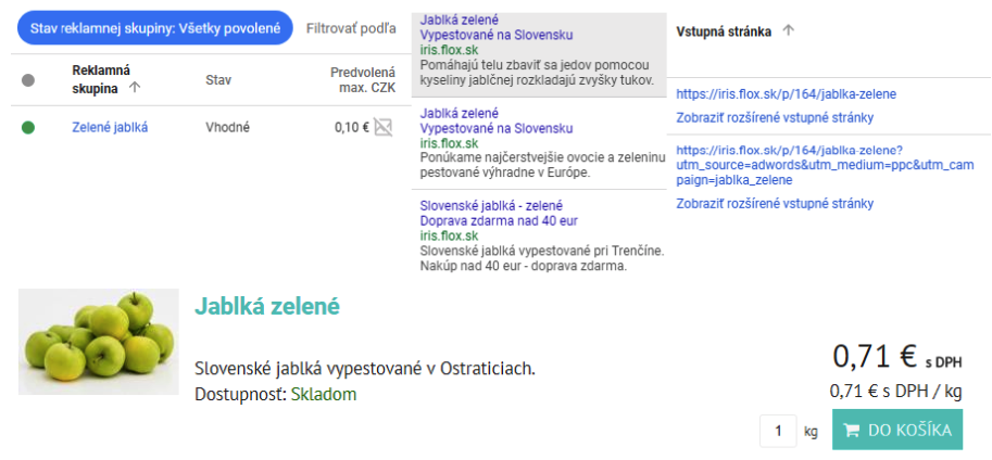 zmena cieľovej URL adresy produktov v AdWords