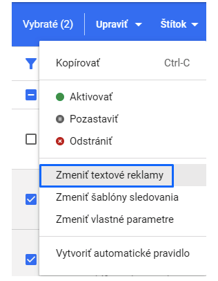 zmena textovej reklamy