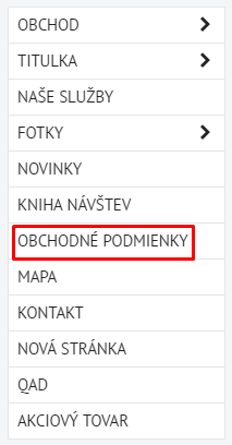 Vzorové obchodne podmienky pre e-shop