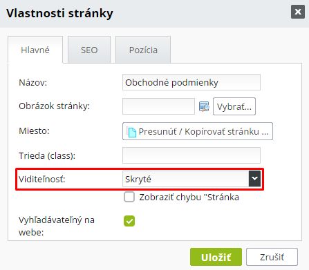 skrytá stránka