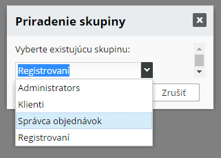 Priradenie skupiny pre viditeľnosť stránky