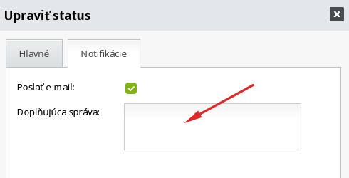 doplňujúca správa k zmene statusu objednávky
