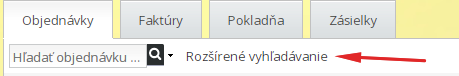 rozšírené vyhľadávanie v objednávkach