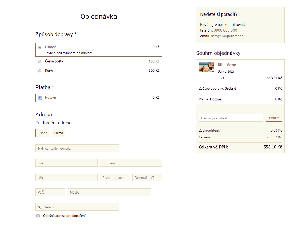 Objednávkový formulár s viditeľným súhrnom | BiznisWeb