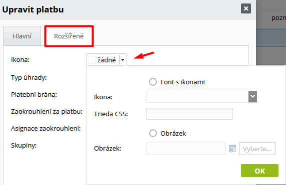 Nastavenie ikony dopravy / platby | BiznisWeb