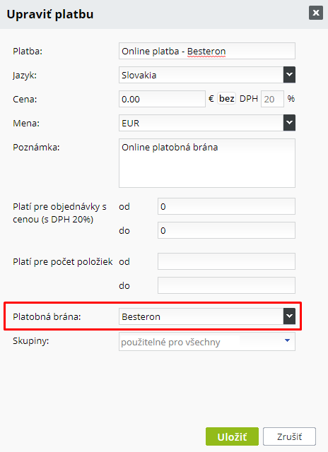 Platba Besteron