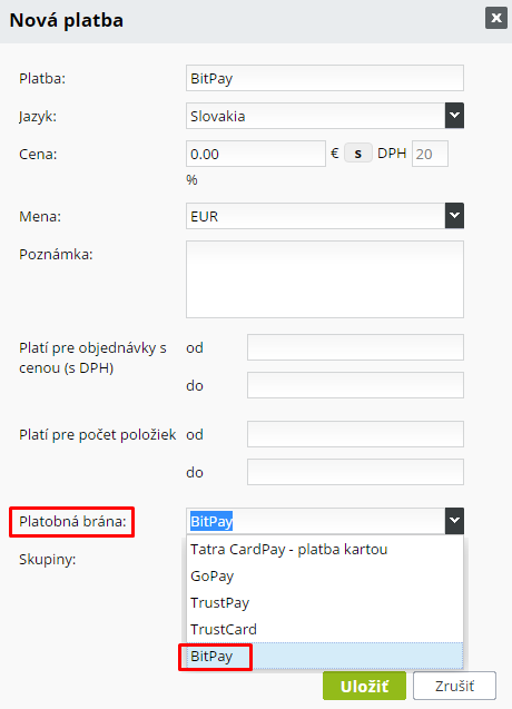 nová platba