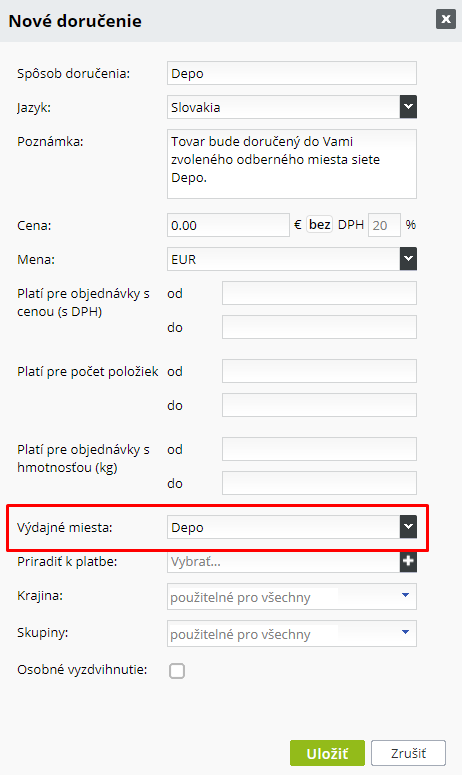 Depo - doručenie