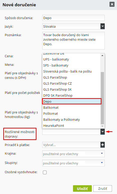 depo.sk - aktivácia DEPO.sk v eshope