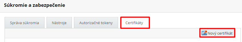 Pridanie certifikátu pre GP WebPay