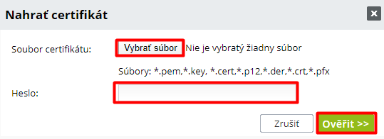 Nahranie súkromného kľúča pre GP WebPay