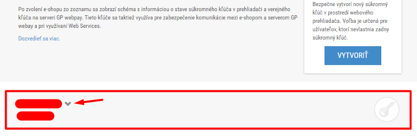 Nastavení klíče v GP WebPay
